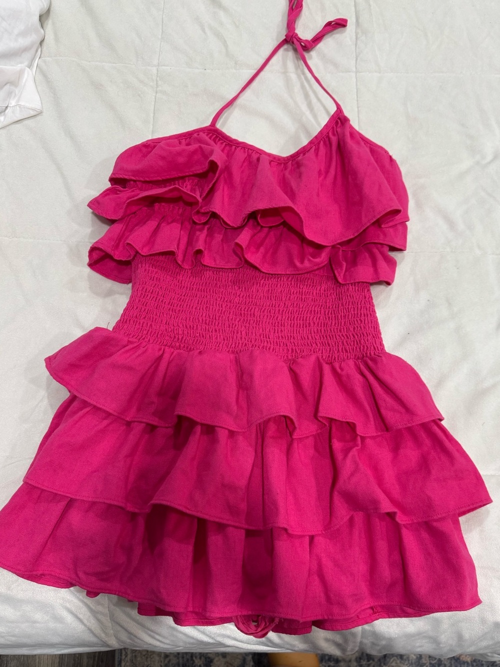 DO+BE Hot Pink Ruffle Halter Mini Dress